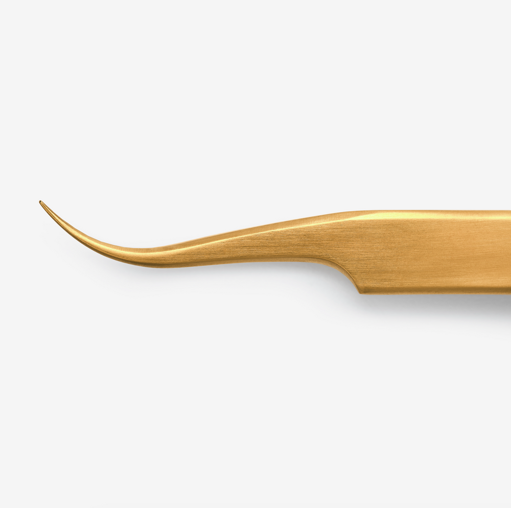 A professional curved Gold tweezer