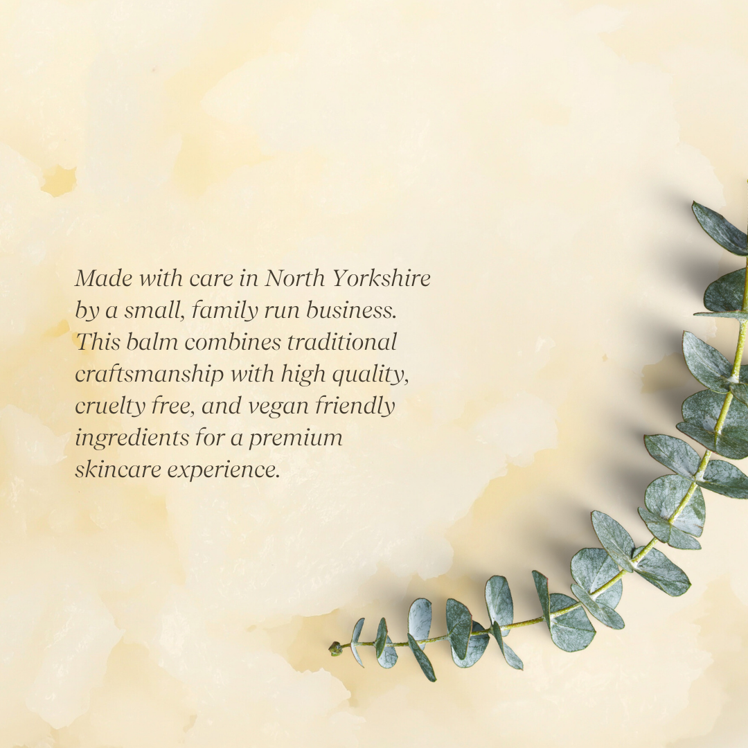 Botanical Lip Balm – Made with care in North Yorkshire by a small, family run business This balm combines traditional craftsmanship with high quality, cruelty free, and vegan friendly ingredients for a premium skincare experience. 