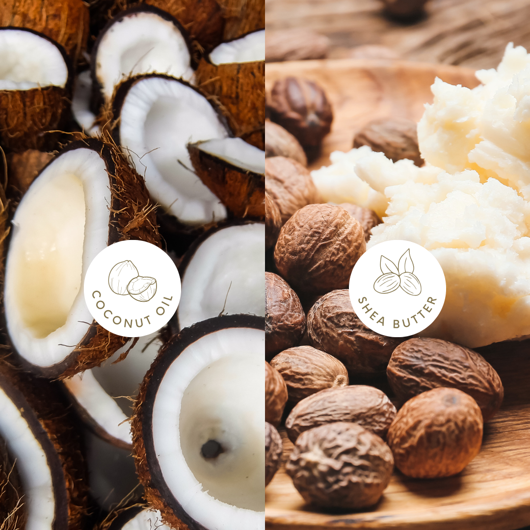 Navy Body Scrub Ingredients -  Coconut Oil, Shea Butter