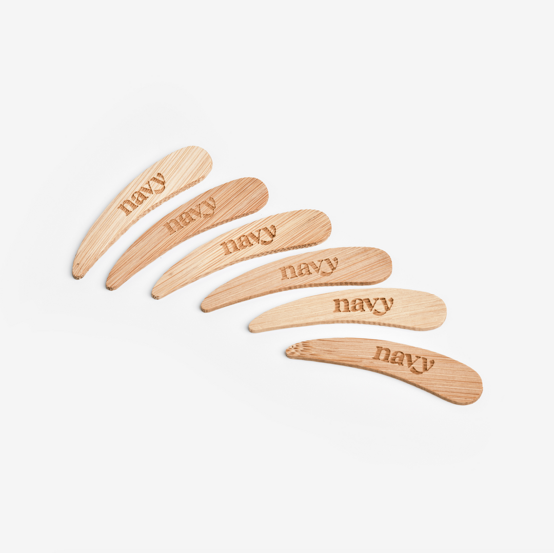 Sustainably sourced mini bamboo spatulas. Eco friendly. 